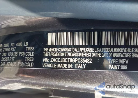 2016 Jeep Renegade Trailhawk from USA, damaged, VIN ZACCJBCT8GPC85482